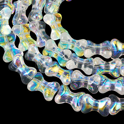 Electroplate Transparent Glass Beads Strands GLAA-TAC0028-009C-1
