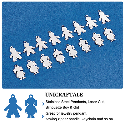 16Pcs 2 Styles 201 Stainless Steel Pendants STAS-UN0033-76-1