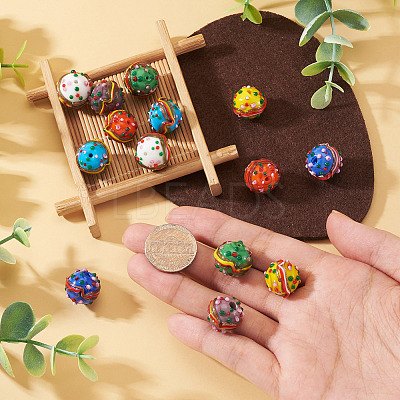 14Pcs 7 Colors Handmade Lampwork Bumpy Beads LAMP-TA0002-42-1