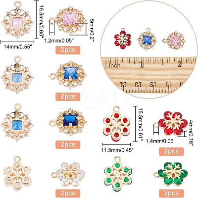 12Pcs 6 Style Rack Plating Brass Pendants KK-NB0001-74-1