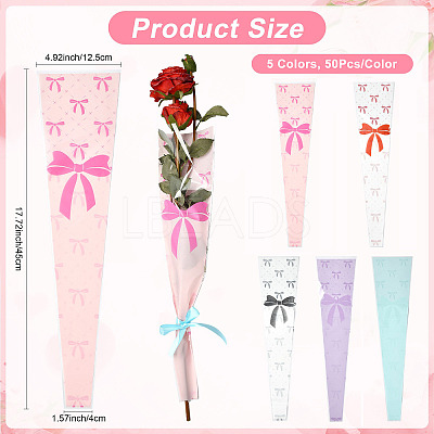Bowknot Print Transparent PE Cone Flower Sleeves ABAG-FZC0002-001F-1