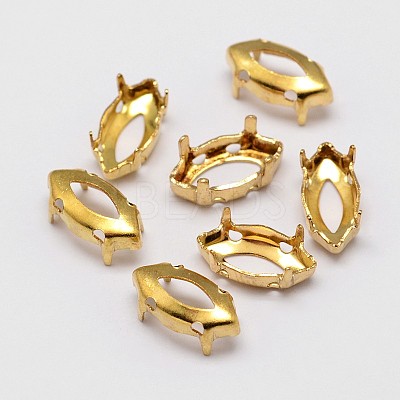 Horse Eye Brass Sew on Prong Settings X-KK-N0084-A03-7x15G-1