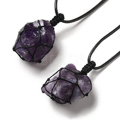 Irregular Nuggets Natural Amethyst Pendant Necklace G-H286-02A-1