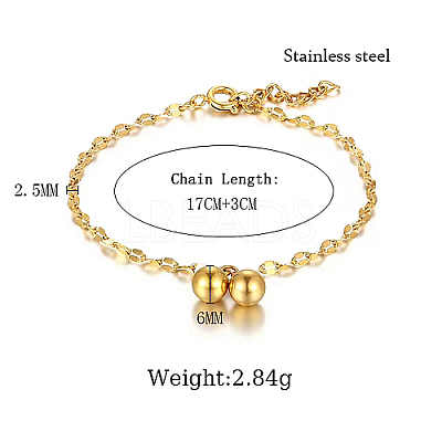 304 Stainless Steel Round Charm Bracelets BK1127-1-1