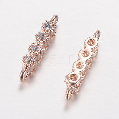 Brass Micro Pave Cubic Zirconia Links ZIRC-G122-42RG-RS-1
