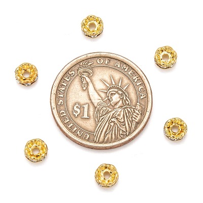 Brass Grade A Crystal Rhinestone Spacer Beads RB-A006-6MM-G-1