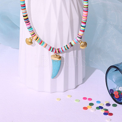 Flat Round Handmade Polymer Clay Beads CLAY-R067-8.0mm-08-1