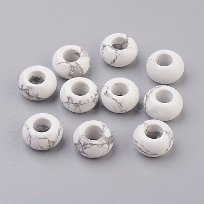Natural Howlite European Beads X-G-G740-14x8mm-07-1