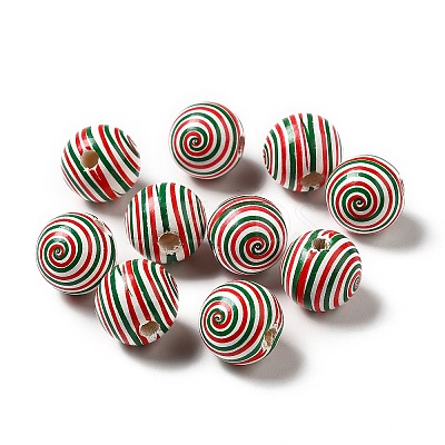 Christmas Theme Printed Natural Wooden Beads WOOD-L020-A06-1