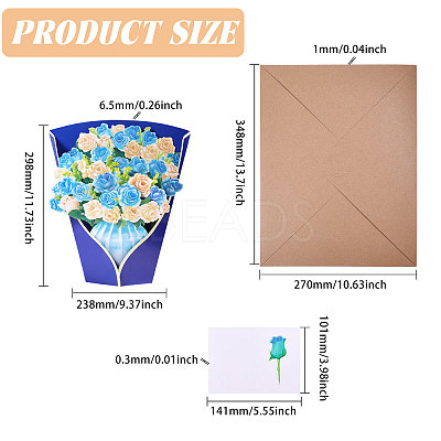 DIY Paper Flower Bouquet Greeting Card Sets AJEW-WH0455-197C-1