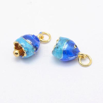 Electroplate Brass Enamel Charms KK-F723-12G-RS-1