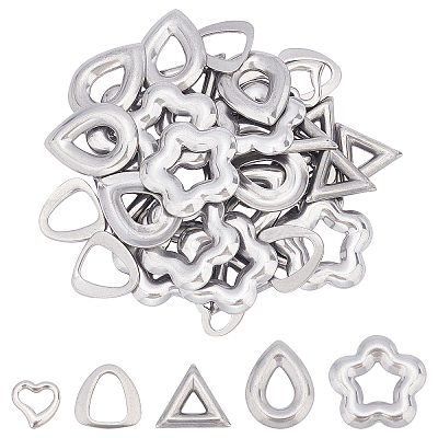 40Pcs 5 Style 304 Stainless Steel Linking Rings STAS-UN0023-67-1