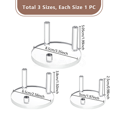 3Pcs 3 Styles Flat Round Acrylic Base Display Easel Stands ODIS-GA0001-59-1