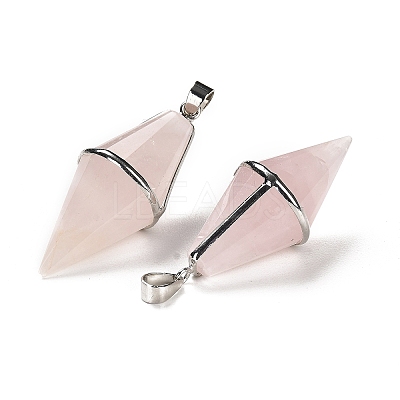 Natural Rose Quartz Pointed Pendants G-F763-04P-06-1