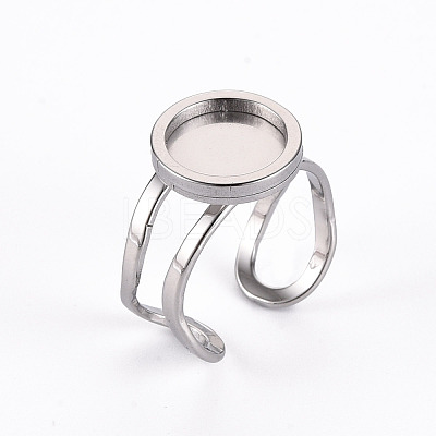 Tarnish Resistant 201 Stainless Steel Cuff Ring Findings STAS-S080-040A-P-1