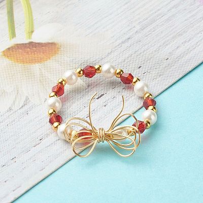 Imitate Austrian Crystal Bicone Glass Beaded Finger Rings RJEW-TA00003-03-1