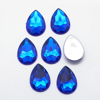 Acrylic Rhinestone Flat Back Cabochons X-GACR-Q010-10x14-03-1