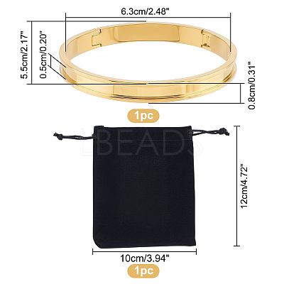 1Pc Stainless Steel Grooved Bangles STAS-UN0042-50A-G-1