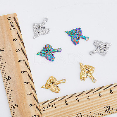 18Pcs 3 Colors 304 Stainless Steel Pendant Rhinestone Settings STAS-DC0013-35-1