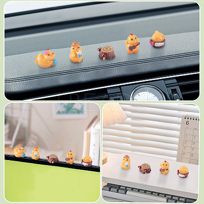 18Pcs 6 Styles Resin Chick & Stump with Mushroom Ornaments DJEW-TA0001-41-1