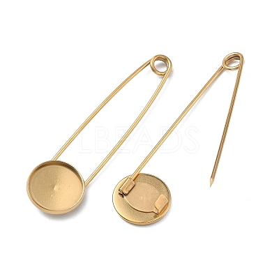 304 Stainless Steel Safety Pin Brooch Base Settings STAS-A142-02A-G-1