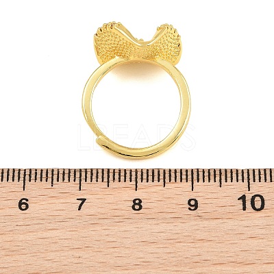 Flower Brass Micro Pave Cubic Zirconia & Enamel Cuff Ring Settings KK-CBAC351-06G-01-1