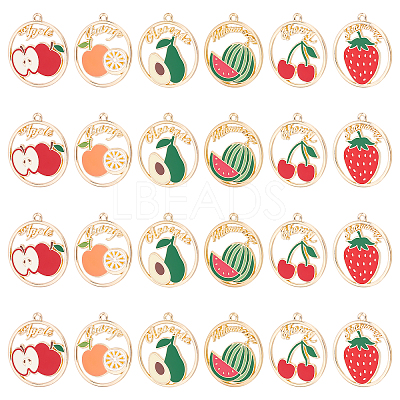 24Pcs 6 Style Alloy Enamel Pendants ENAM-NB0001-76-NR-1