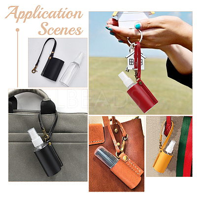 5Pcs 5 Colors Plastic Hand Sanitizer Bottle with PU Leather Cover KEYC-WR0001-34-1