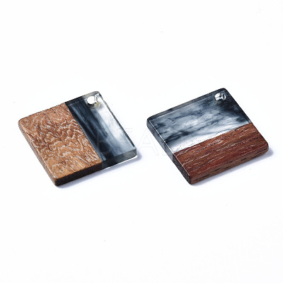 Transparent Resin & Walnut Wood Pendants RESI-T035-31D-1