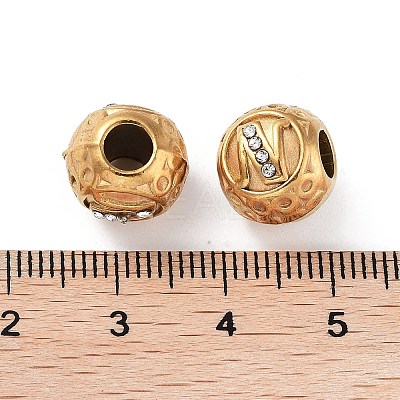 Ion Plating(IP) 304 Stainless Steel Rhinestone European Beads STAS-A092-10N-G-1