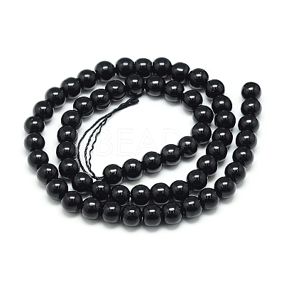 Natural Black Tourmaline Beads Strands X-G-S150-30-6mm-1