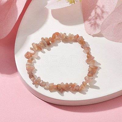 Natural Sunstone Chips Beaded Stretch Bracelets for Women BJEW-JB10046-13-1