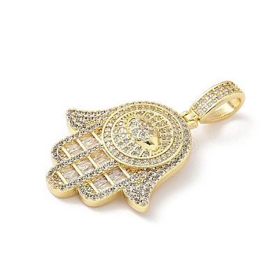 Brass Micro Pave Clear Cubic Zirconia Pendants KK-B141-04G-04-1