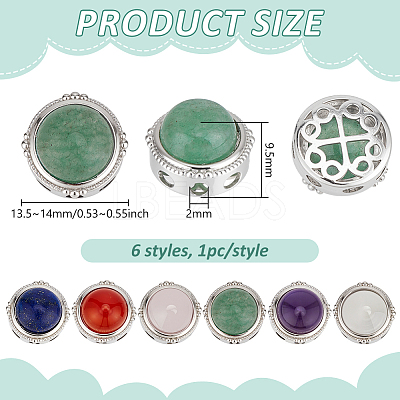 6Pcs 6 Styles Brass Pave Natural Amethyst & Rose Quartz & White Agate & Green Aventurine & Carnelian & Lapis Lazuli Multi-Strand Links KK-BC0015-17B-1