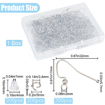 200Pcs 304 Stainless Steel Earring Hooks STAS-SP0001-44-1
