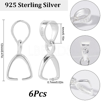 6Pcs 925 Sterling Silver Pendants Bails STER-SC0001-31-1