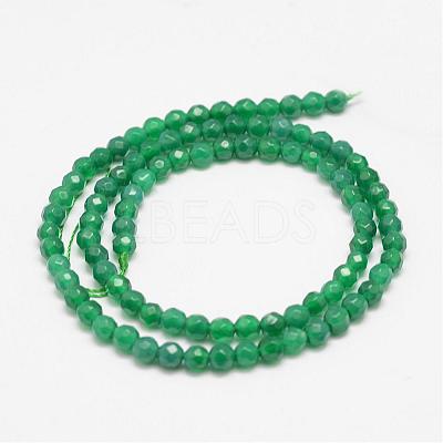 Faceted Natural Green Onyx Agate Beads Strands G-F447-6mm-C12-1