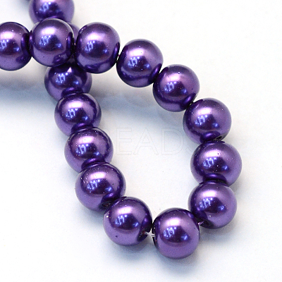 Baking Paint Pearlized Glass Pearl Round Bead Strands X-HY-Q003-6mm-76-1
