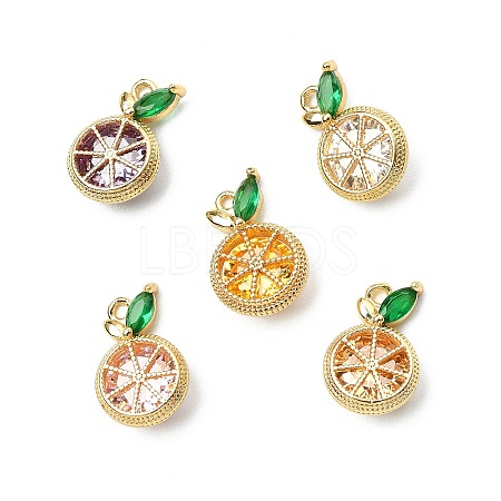 10Pcs 5 Colors Brass Micro Pave Cubic Zirconia Charms KK-CJ0004-08-1