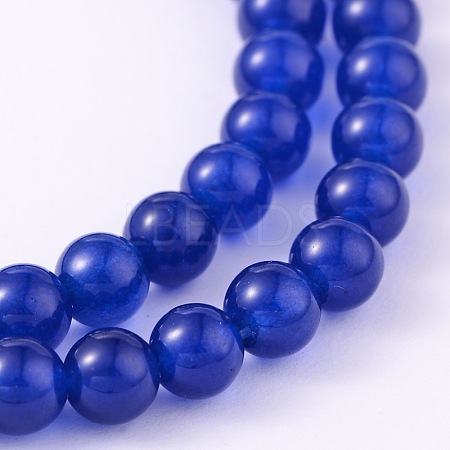 Dyed Natural Jade Round Bead Strands G-O113-02-6mm-1
