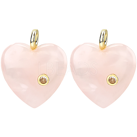 2Pcs Natural Rose Quartz Pendants G-FH0002-76B-1