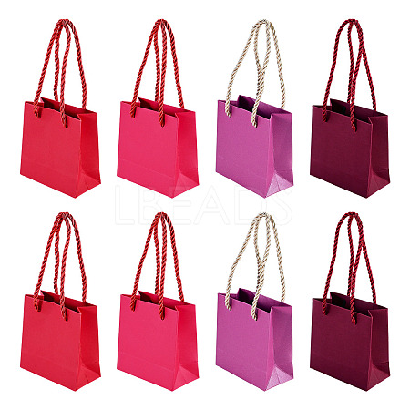 8Pcs 4 Colors Square Paper Gift Bags with Handles CARB-TA0001-18B-1
