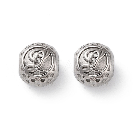 304 Stainless Steel Rhinestone European Beads STAS-A092-10L-P-1