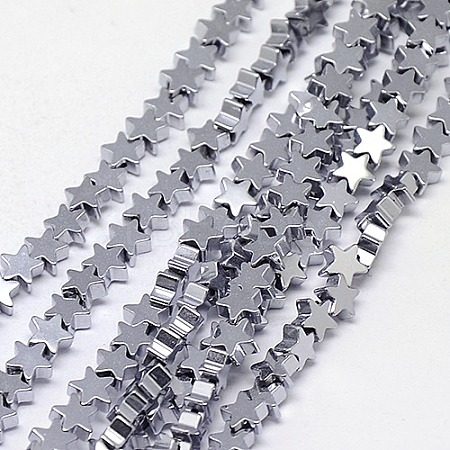 Electroplate Non-magnetic Synthetic Hematite Beads Strands G-J173-4x4mm-02-1
