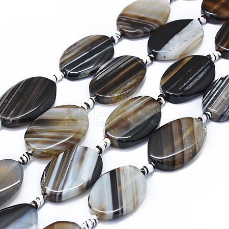 Natural Banded Agate/Striped Agate Beads Strands G-I245-58C-1