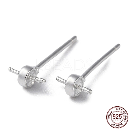 Rhodium Plated 925 Sterling Silver Stud Earring Findings STER-M115-12P-1