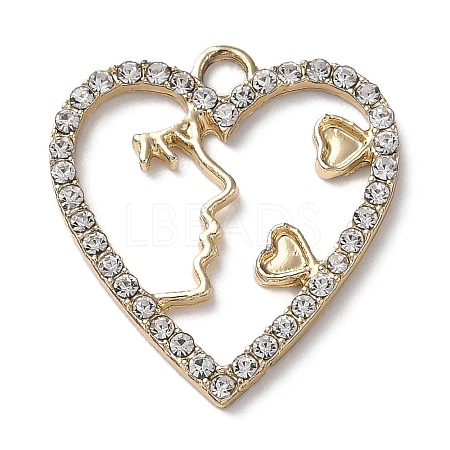 UV Plating Light Gold Alloy Rhinestone Pendants PALLOY-Z016-06G-1