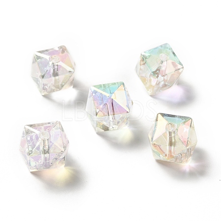 Two Tone UV Plating Rainbow Iridescent Acrylic Beads TACR-D010-02E-1