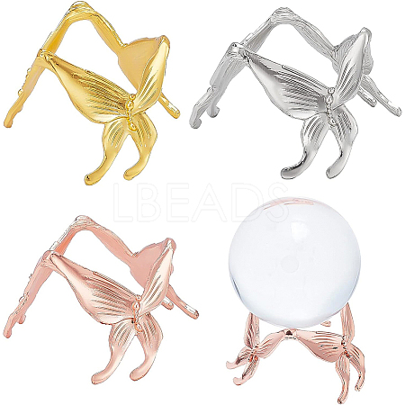 BENECREAT 3Pcs 3 Colors Butterfly Crystal Ball Display Stand Alloy Metal Base ODIS-BC0001-11-1