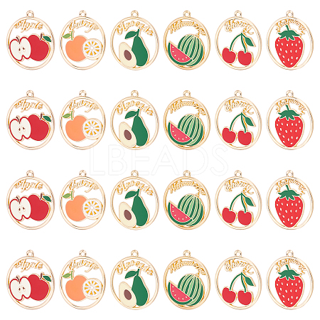 24Pcs 6 Style Alloy Enamel Pendants ENAM-NB0001-76-NR-1